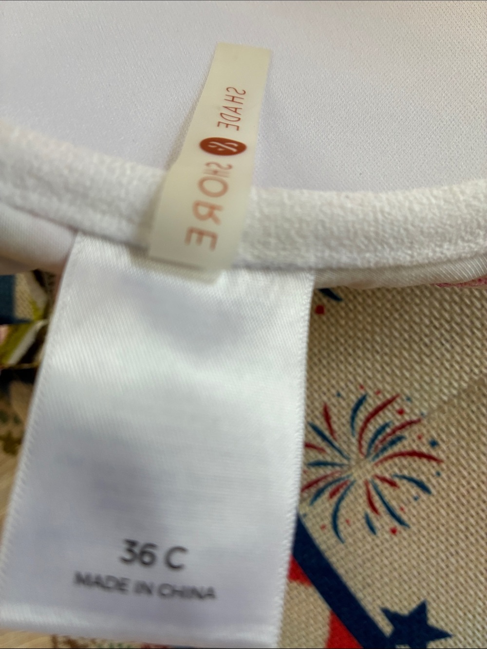 Shade Shore Size 36 C Floral Padded Bikini Top in White, Pink & Green - Picture 9 of 11